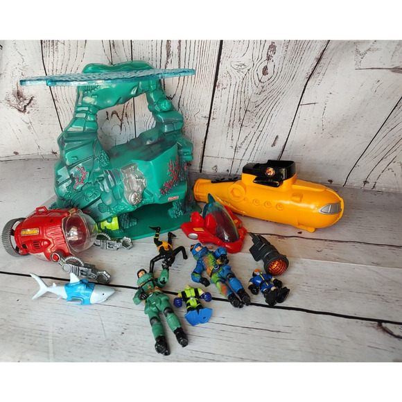 Fisher Price Rescue Heroes MICRO ADVENTURES Submarine Underwater Sea Playset Lot - Picture 1 of 16